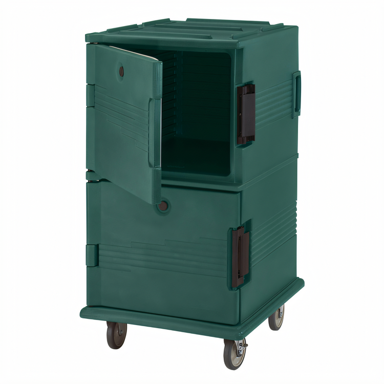 Product image #1 for Cambro Ultra Camcart Double-Compartment Front-Loading Insulated Food Pan Carrier, Granite Green