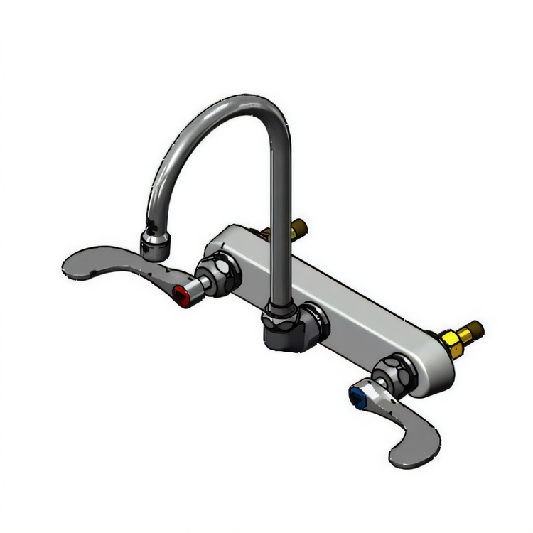 Product image #1 for T&S Brass B-1147-04-CR Wall-Mount Workboard Mixing Faucet with 5-3/4" Swivel Gooseneck Spout, 8" Centers