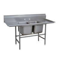 Advance Tabco Regaline 2-Compartment Stainless Steel Sink with Left and Right-Hand Drainboards, 85-Inch Overall Length