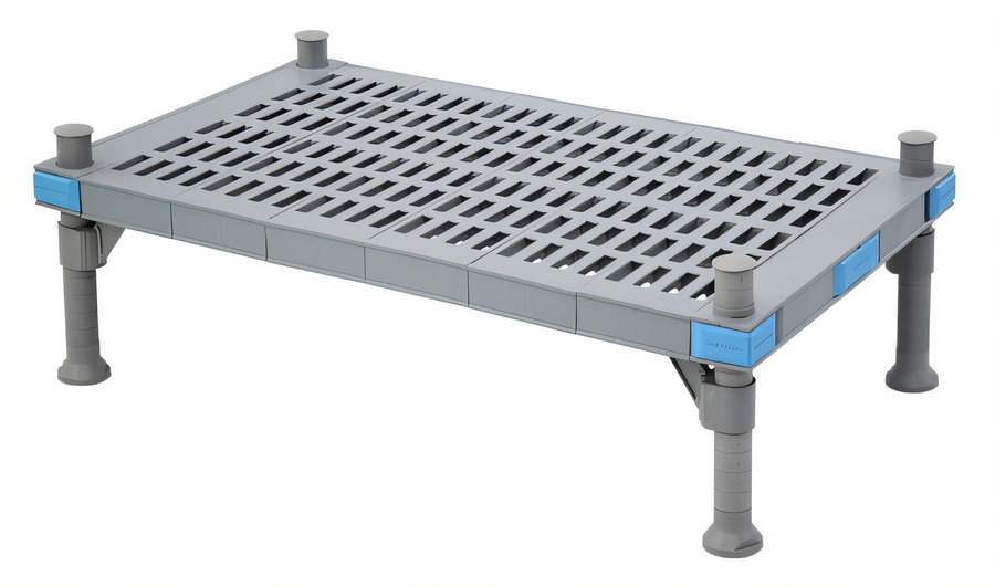 Product image #1 for Quantum Millenia Vented-Top Polymer Dunnage Rack with Shelf and 4 Posts, 60 x 24 x 14 Inches