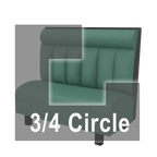 Thumbnail image #1 for ATSMFG ATS AT&S-ATQ-K42-6CHHR GR8 Kevin Three Quarter Circle Booth, single, 48" x 90" x 90" x 48"long x 42" high, 6-channel with Headroll back