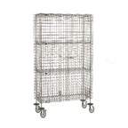 Thumbnail image #1 for Metro Super Erecta SEC35S-SD-2SE Mobile Stainless Steel Wire Security Cage, 52-3/4"W x 21-1/2"D x 62"H, 2 Intermediate Shelves