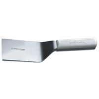 Dexter Russell Sani-Safe 6 Inch x 3 Inch Solid Offset Hamburger Turner with White Polypropylene Handle