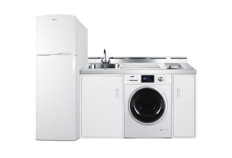 Product image #1 for 83-Inch All-In-One Kitchenette with 2-Burner Radiant Cooktop, Refrigerator/Freezer, Sink, and Washer/Dryer Combo