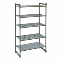 Cambro Camshelving Basics Plus 5-Tier Stationary Starter Unit, 18 x 54 x 84 Inches, Vented and Solid, Brushed Graphite