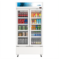 KoolMore Slim Commercial 39-Inch 2-Glass-Door Merchandiser Refrigerator, 21.9 Cu. Ft., Bottom-Mounted, 115V