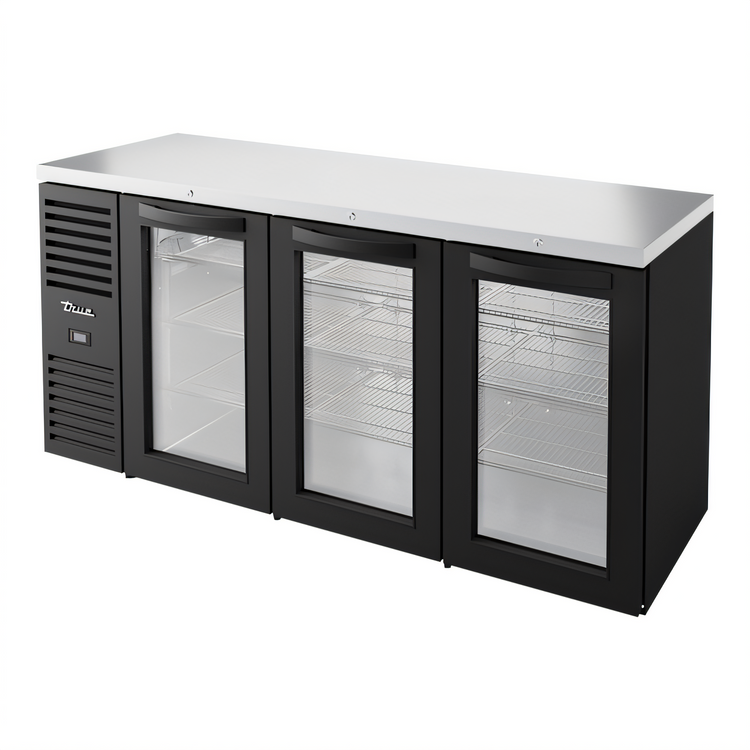 Product image #1 for True Premier Bar 72-Inch Three-Section Refrigerated Back Bar Cooler with Glass Doors and Stainless Top