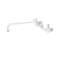 T&S Brass Double Wall-Mount Pantry Mixing Faucet with 18-Inch Swing Nozzle, 8-Inch Centers, Lever Handles, and Quarter-Turn Cerama Cartridges