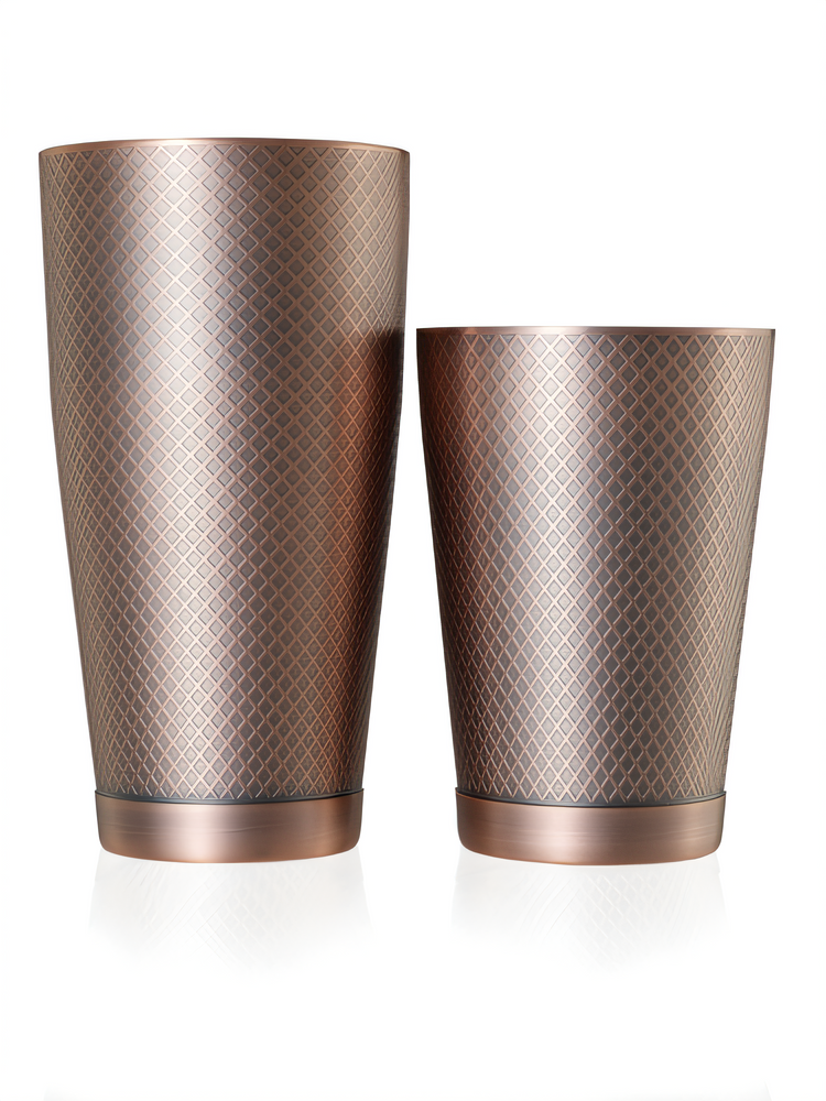 Product image #1 for Diamond Lattice Antique Copper-Plated Two-Piece Cocktail Shaker Set, 28 oz and 18 oz