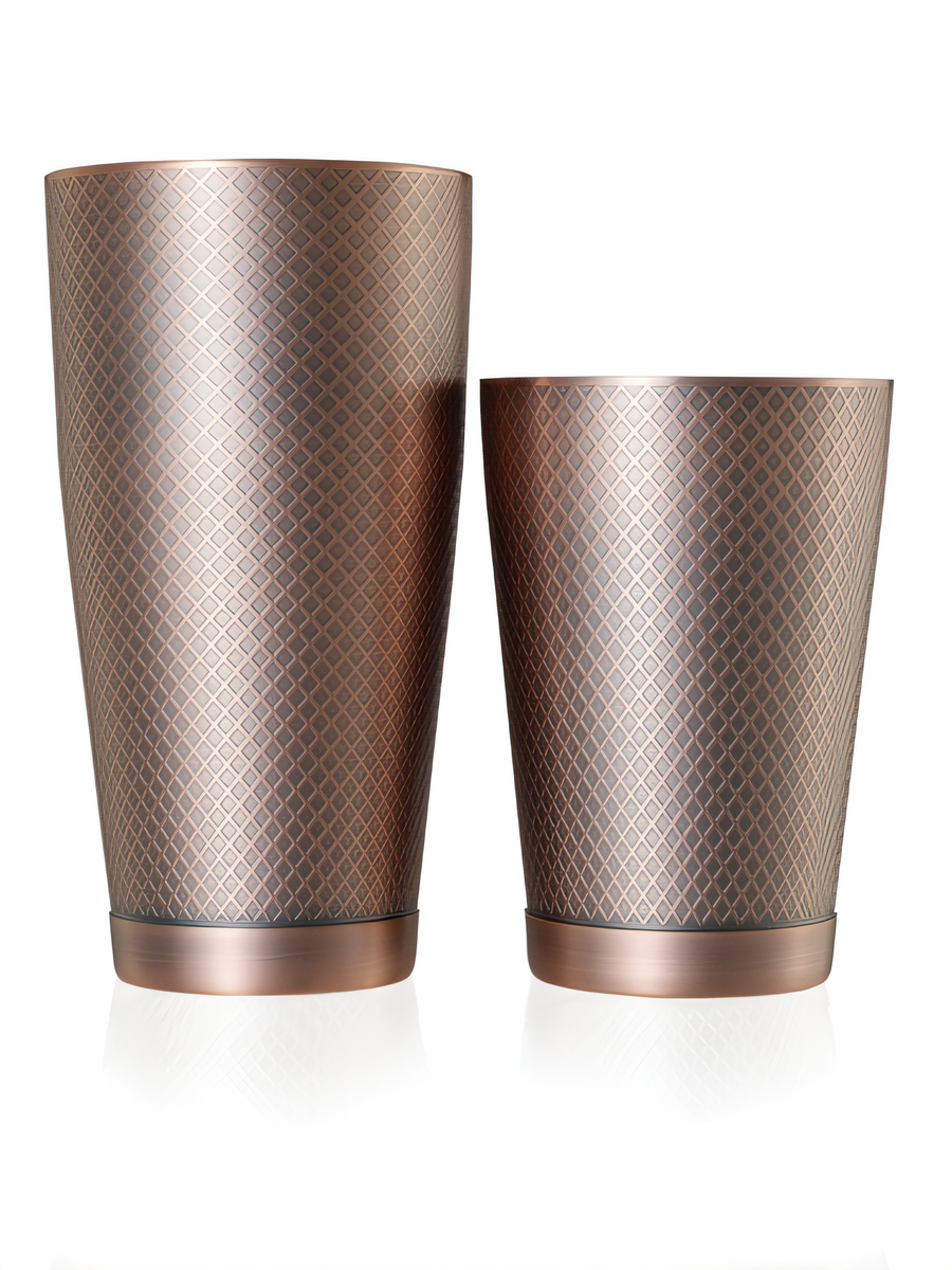 Product image #1 for Diamond Lattice Antique Copper-Plated Two-Piece Cocktail Shaker Set, 28 oz and 18 oz