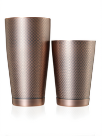 Diamond Lattice Antique Copper-Plated Two-Piece Cocktail Shaker Set, 28 oz and 18 oz