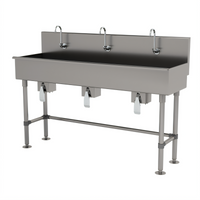 Advance Tabco 72-Inch 3-Station Knee-Operated Hand Wash Sink with 3 Faucets