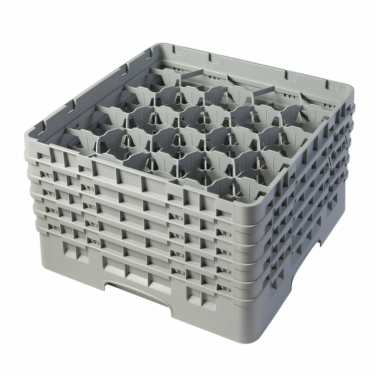 Product image #2 for Cambro Camrack Full-Size 20-Compartment Glass Rack with 5 Soft Gray Extenders