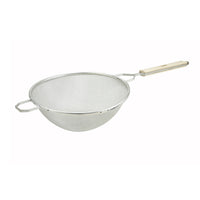 Winco Medium Round Single Tinned Mesh Strainer with Wood Handle, 6-1/4-Inch Bowl