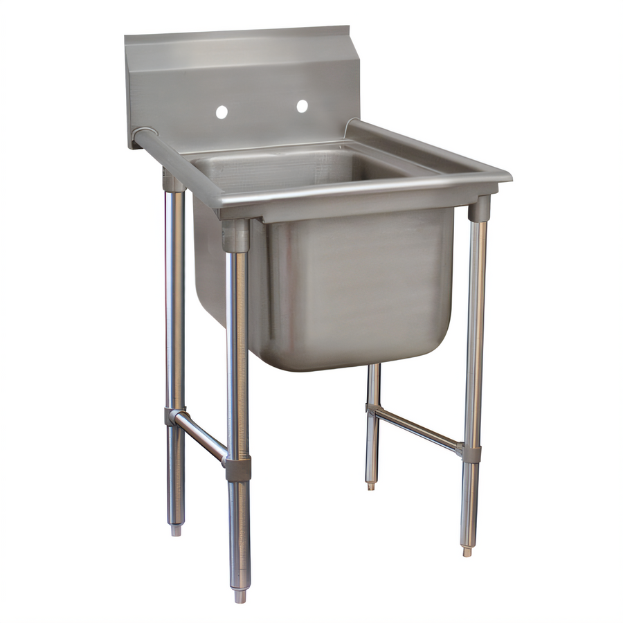 Product image #1 for Advance Tabco Special Value Regaline 1-Compartment Commercial Sink with 16 x 20 x 12-Inch Bowl, 8-Inch Splash, and Galvanized Open Frame Base