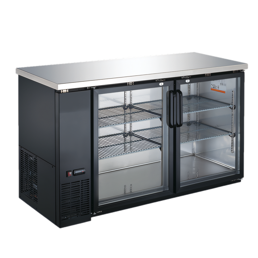 Product image #1 for Omcan 61-Inch Two-Section Reach-In Glass Door Back Bar Cooler, Side-Mounted Self-Contained Refrigeration