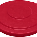 Thumbnail image #1 for CFS Brands Bronco 84103305 Round Plastic Trash Can Lid, 32-Gallon, Red, Snap-Down, 22 in Diameter Case of 4