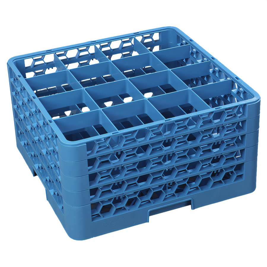 Product image #1 for OptiClean 16-Compartment Full-Size Dishwasher Glass Rack with 4 Extenders, Blue