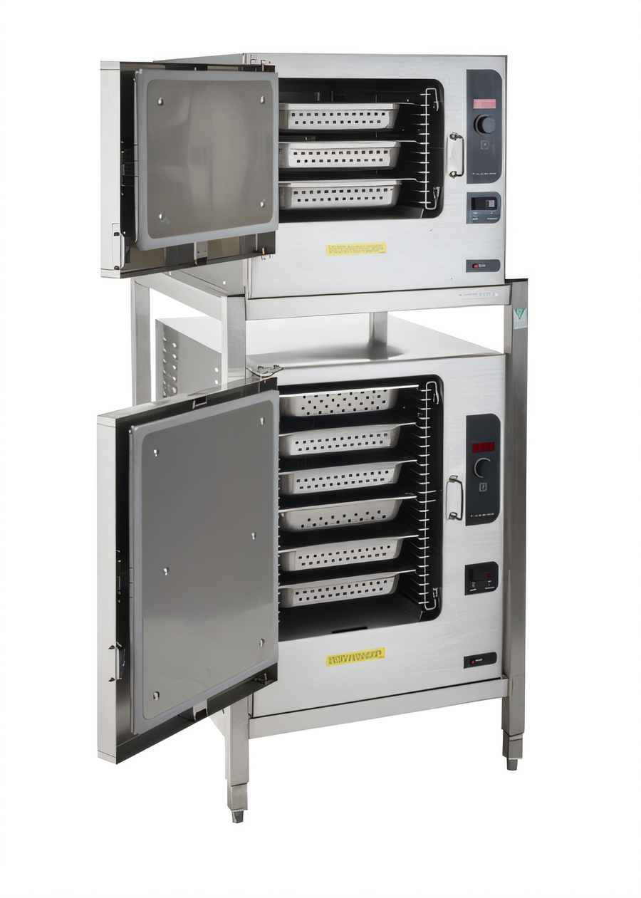Product image #1 for SteamChef Double-Stacked Boilerless Electric Convection Steamer with Stand, 3- and 6-Pan Compartments