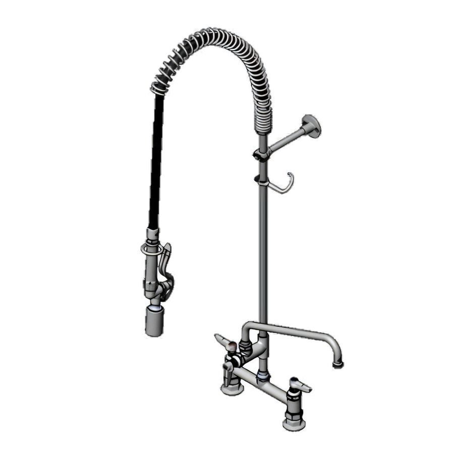 Product image #1 for T&S Brass EasyInstall Spring-Action Deck-Mount Pre-Rinse Unit with Add-On Faucet, 8-Inch Adjustable Centers, 12-Inch Swing Nozzle, 1.07 GPM Spray Valve