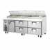 Thumbnail image #1 for Everest Refrigeration 93-1/8 Inch Three-Section Drawered Pizza Prep Table with 4 Drawers and 1 Door