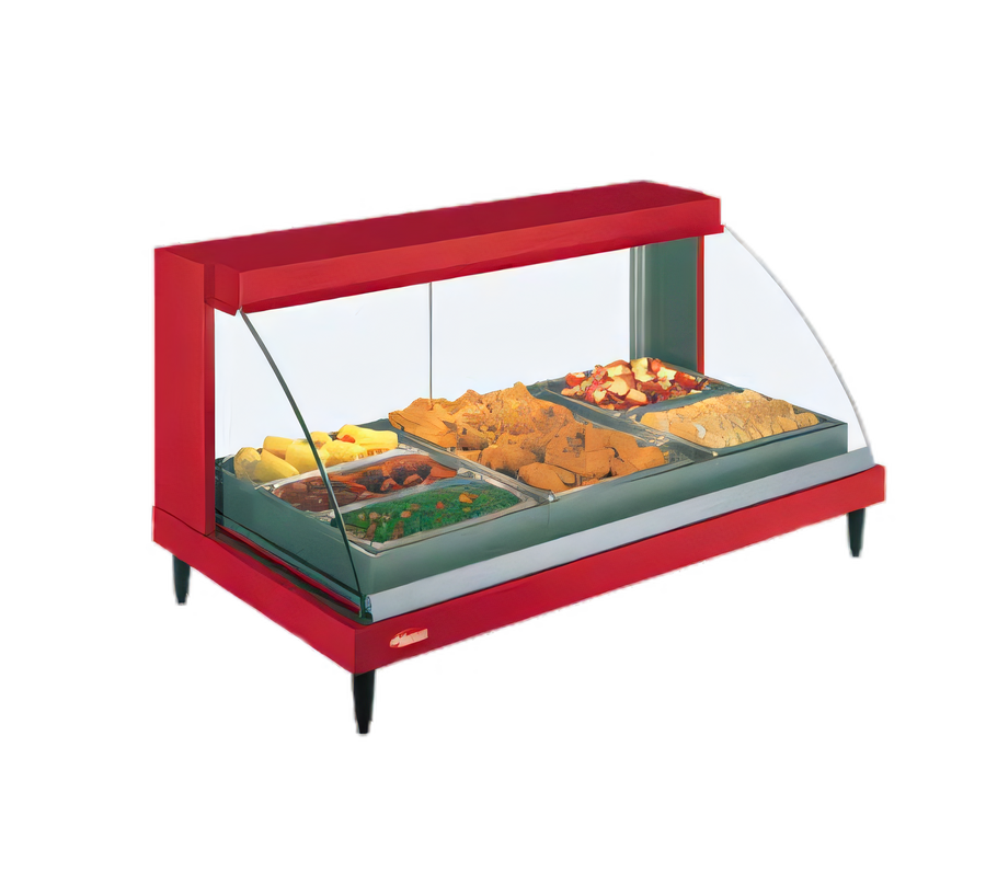 Product image #1 for Hatco Glo-Ray Designer Humidified Single-Shelf Countertop Heated Display Case, Curved Glass, 3-Pan, 45.5 Inch