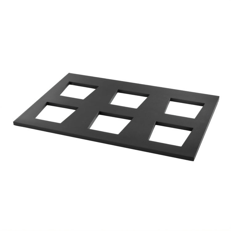 Product image #1 for Vollrath Cubic Buffet Display Template for 6 Medium Square Melamine Bowls, Black Wood