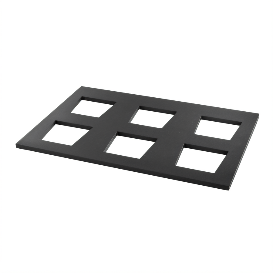 Product image #1 for Vollrath Cubic Buffet Display Template for 6 Medium Square Melamine Bowls, Black Wood