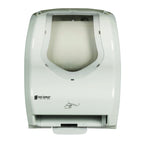 Thumbnail image #1 for CFS Brands Summit T8370WHCL Touch-Free Wall-Mounted Paper Towel Dispenser for 8-Inch Rolls, Plastic, White/Clear, Manual Backup