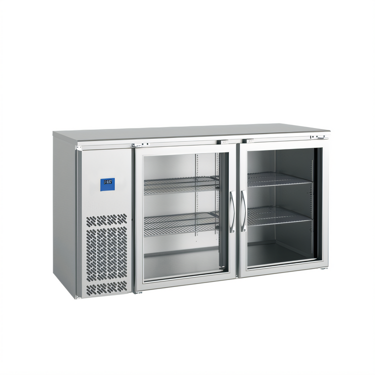 Product image #1 for BK Resources 61-Inch Stainless Steel Back Bar Refrigerator with 2 Glass Doors