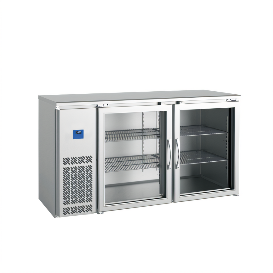 Product image #1 for BK Resources 61-Inch Stainless Steel Back Bar Refrigerator with 2 Glass Doors