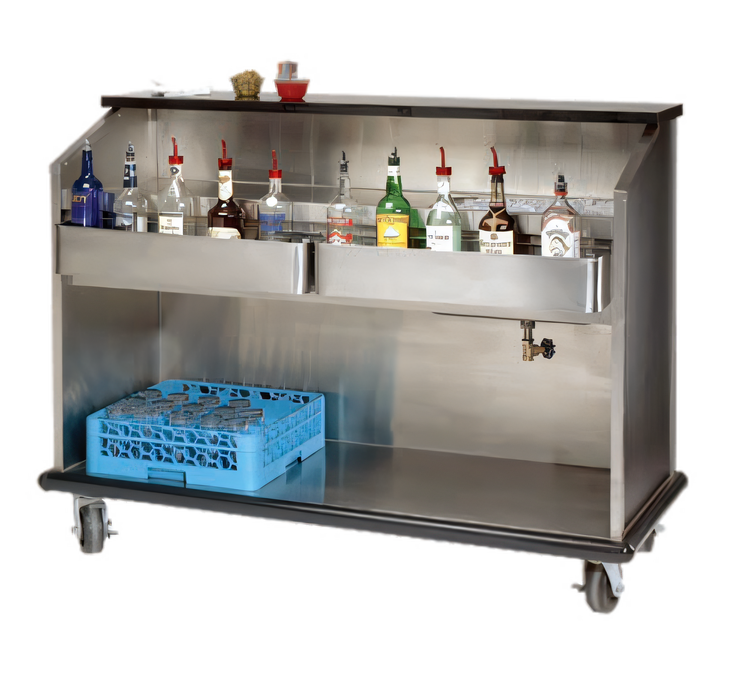 Product image #1 for Advance Tabco 74 3/8 Inch Heavy Duty Portable Bar with Stainless Steel Workboard, Ice Bin and Bottle Troughs