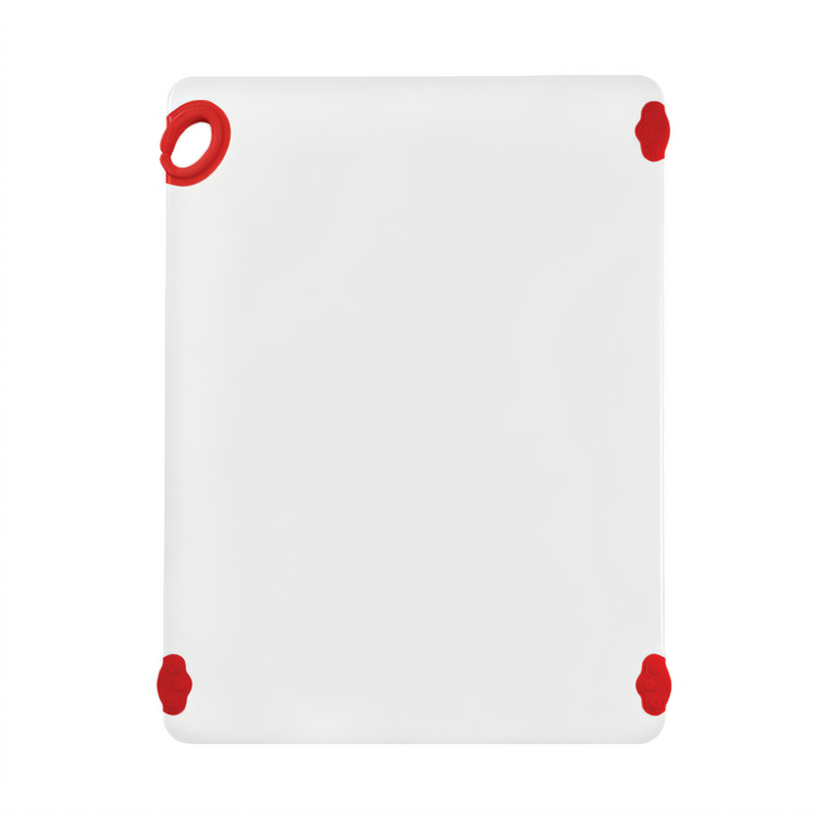 Product image #1 for Winco STATIKBoard 18 x 24 x 1/2 Inch Rectangular Red Cutting Board with Rubber Grip Hook