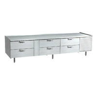La Rosa 102-Inch Three-Section Stainless Steel Refrigerated Equipment Stand with 6 Drawers