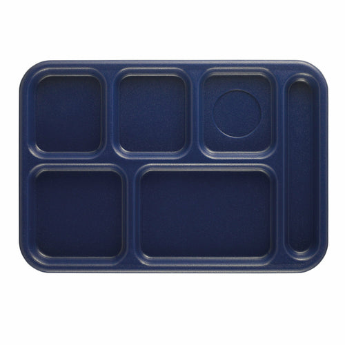 Product image #2 for Cambro Camwear 6-Compartment Full Portion School Tray, 10 x 14-1/2 Inch, Rectangular, Navy Blue Polycarbonate