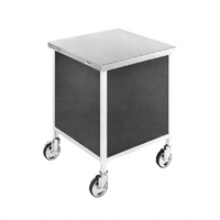Atlas Metal Mobile Corner Utility Unit with Stainless Steel Solid Top, Undershelf and Casters