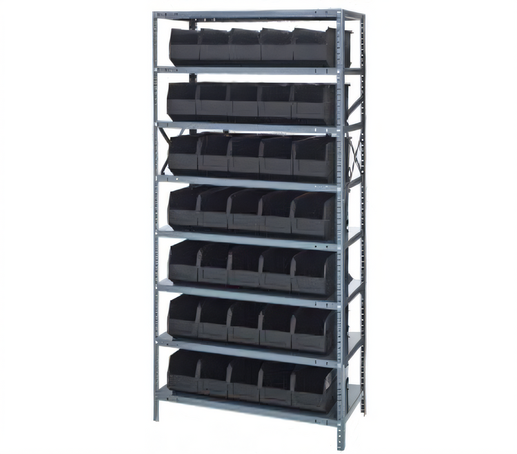 Product image #1 for Quantum Heavy-Duty Stationary Wire Shelving Unit with 8 Shelves and 35 Bins, 36 x 18 x 75 Inches