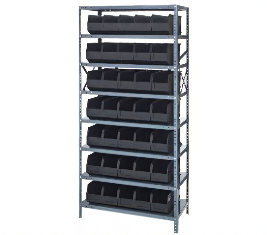 Product image #1 for Quantum Heavy-Duty Stationary Wire Shelving Unit with 8 Shelves and 35 Bins, 36 x 18 x 75 Inches