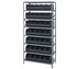 Thumbnail image #1 for Quantum Heavy-Duty Stationary Wire Shelving Unit with 8 Shelves and 35 Bins, 36 x 18 x 75 Inches