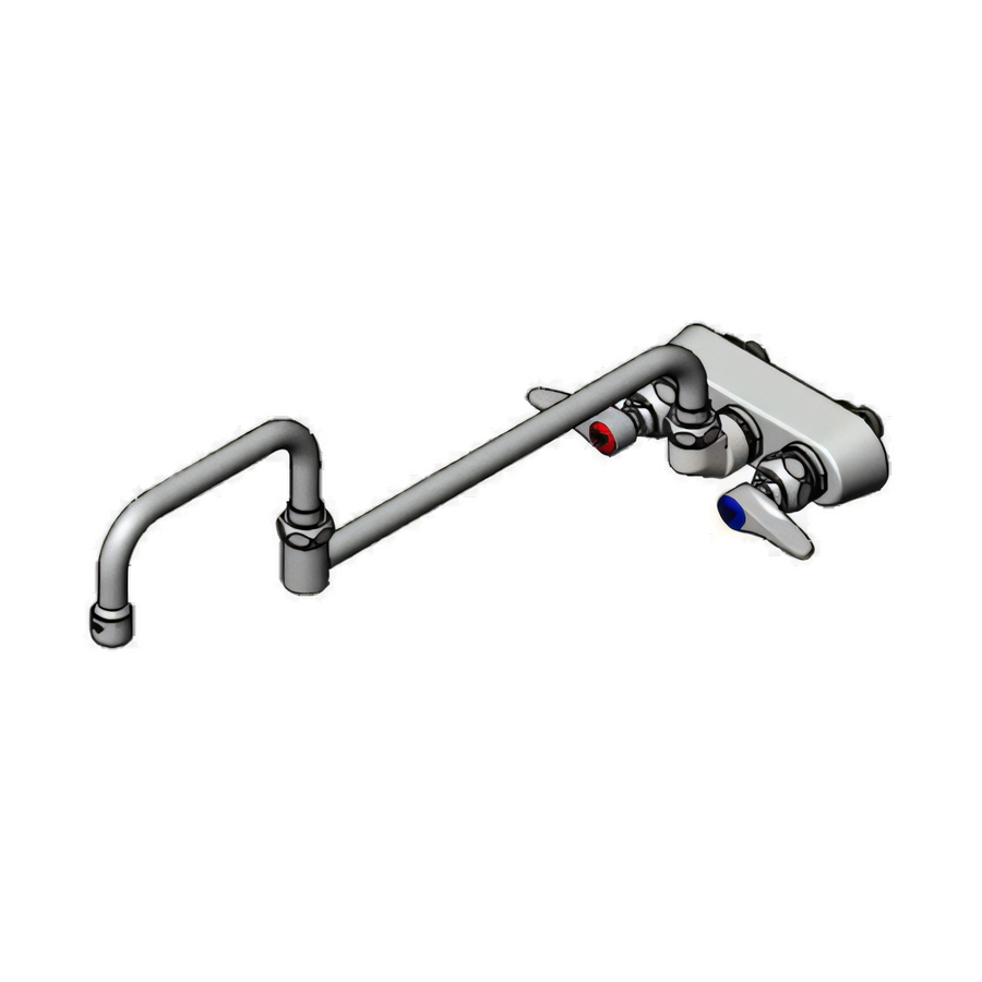 Product image #1 for T&S Brass Splash-Mounted Workboard Faucet with 18-Inch Double-Jointed Nozzle, 4-Inch Centers