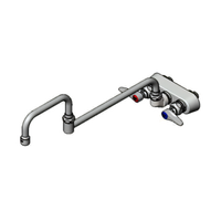 T&S Brass Splash-Mounted Workboard Faucet with 18-Inch Double-Jointed Nozzle, 4-Inch Centers