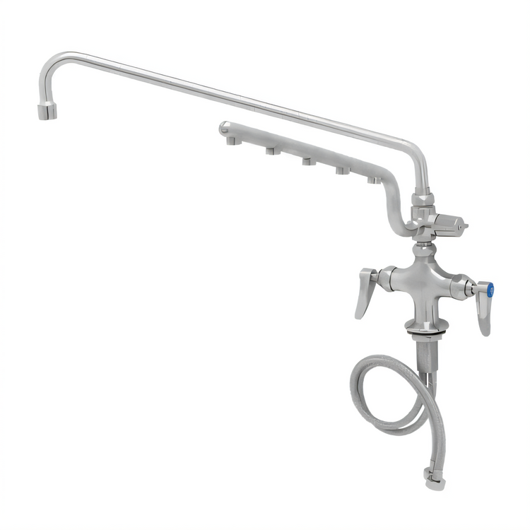 Product image #2 for UltraRinse Stainless Steel Single-Hole Deck Mount Mixing Faucet with 18-Inch Swing Nozzle and Spray Arm