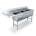 Thumbnail image #1 for Steel Works Stainless 18-Gauge 304 Stainless Steel Three-Compartment Sink with Left-Hand 24-Inch Drainboard