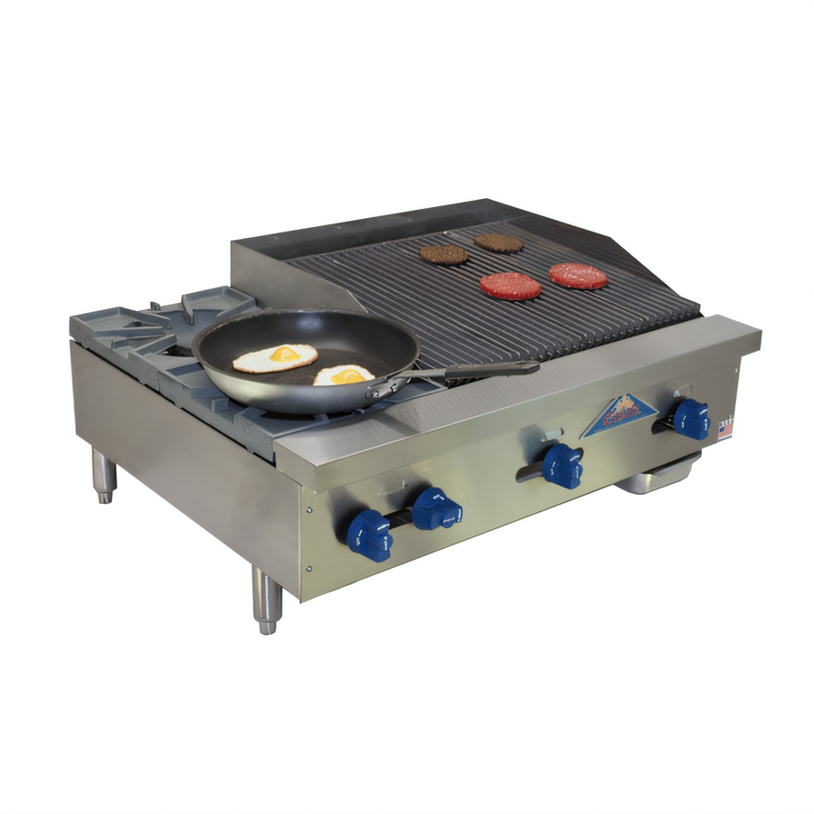 Product image #1 for Comstock-Castle FHP36-2RB 36-Inch Countertop Gas Hotplate and Radiant Char-Broiler Combination with 2 Open Burners
