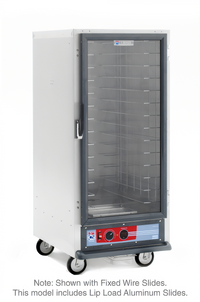 Metro C5 1 Series 3/4 Height Non-Insulated Mobile Heated Holding Cabinet with Clear Polycarbonate Door and Lip Load Slides
