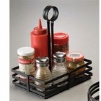 Thumbnail image #1 for American Metalcraft FWC68 Black Rectangular Wrought Iron Condiment Caddy with Center-Slotted Handle Case of 6