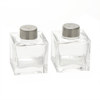 Vintage Square Glass Salt & Pepper Shaker Set with Stainless Steel Tops, 2 Oz.