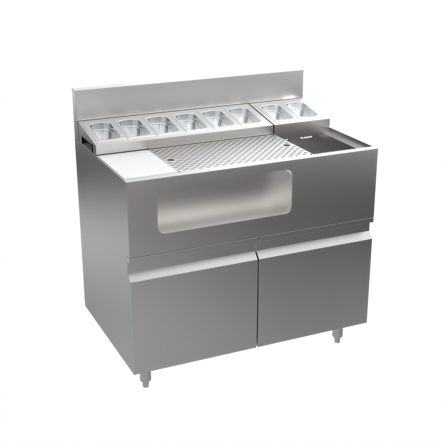 Product image #1 for Krowne Alchemy Series Thirty-Eight Lab 38 Inch Bar Ice Bin and Mise-En-Place Station with Pull-Out Drawer Base