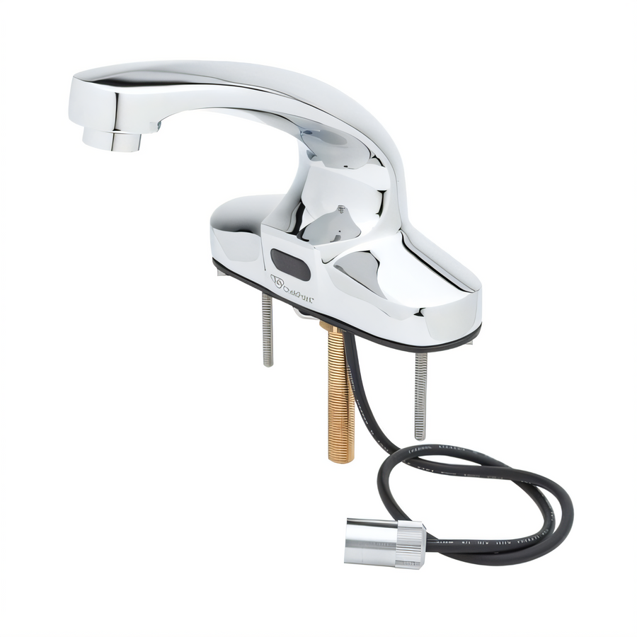 Product image #1 for T&S ChekPoint Electronic Touchless Deck-Mount Faucet with Hydro-Generator and Mixing Valve, 4-Inch Centers, 0.5 GPM, Chrome Finish
