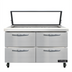 Thumbnail image #1 for Continental Refrigerator Mighty Top SW48N18M-HGL-D 48-Inch Two-Section Sandwich Prep Table with Hinged Glass Lid and Drawers